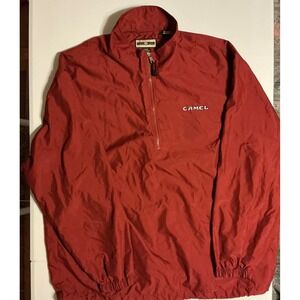 VTG Y2K Camel Cigarettes Pullover Windbreaker Jacket Red XL 1/4 Zip Lightweight